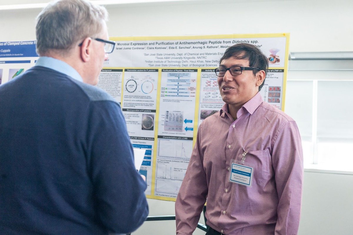 SJSU's tweet image. Congratulations to Israel Juarez Contreras who placed first in the @calstate Student Research Competition in the engineering and computer science category. His project aims to impact the developing nations where snake bites are common and expensive to treat. #SJSUEngineering