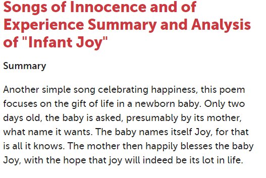 infant joy infant sorrow