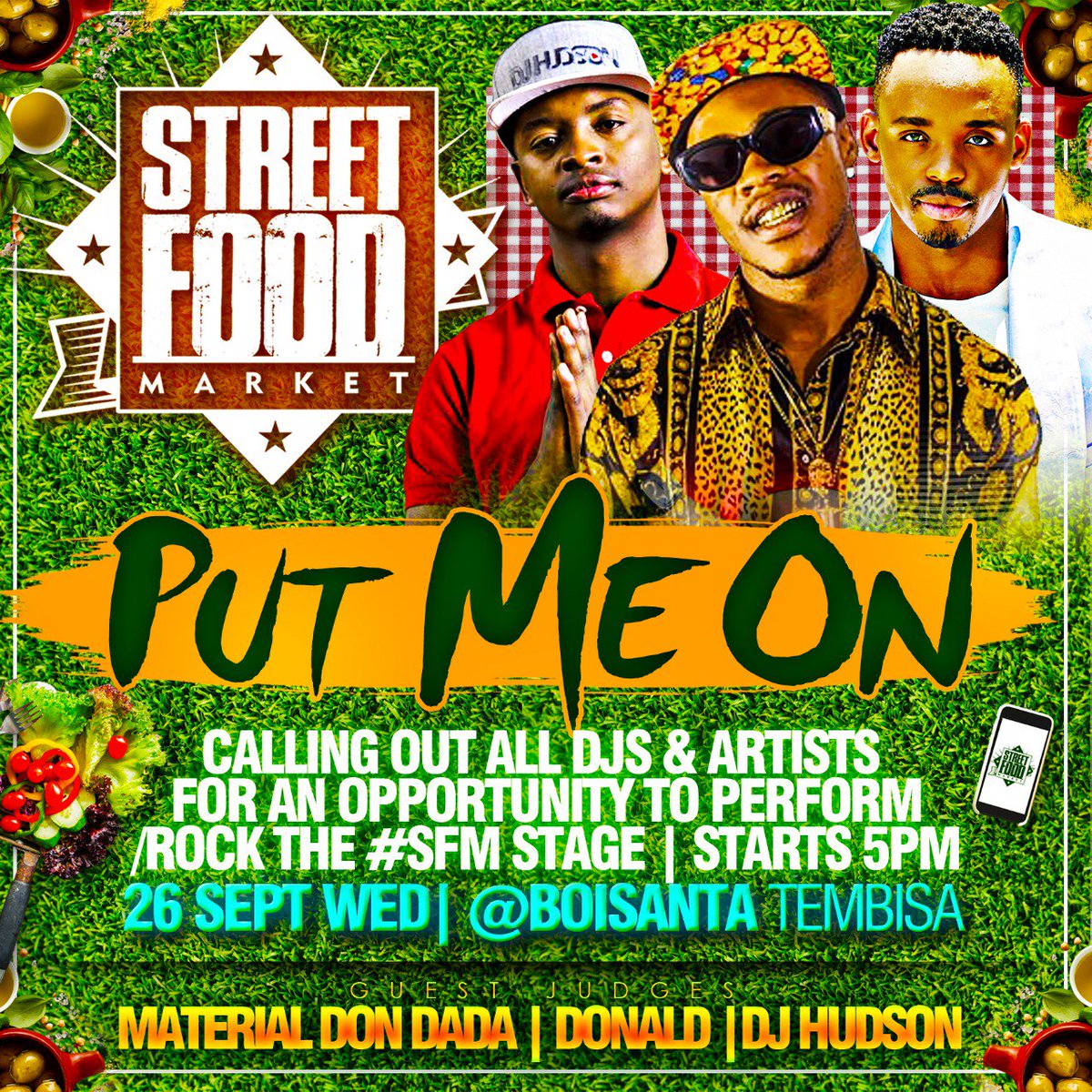 It's that time again #SFMPutMeOn is back! We are calling out to all artists to enter and stand a chance to perform at the next @sfm_food #souledition. 
To enter RETWEET THIS POST & send your song or mix via WhatsApp to 0789577461. #SFM1632 #SFMPutMeOn