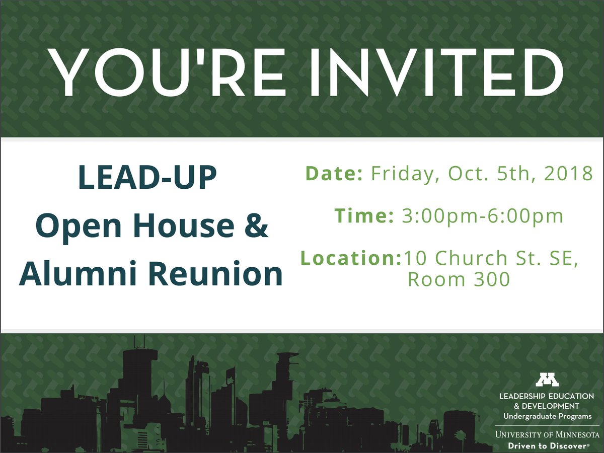 lead_umn's tweet photo. We have over 100 people who have already responded that they are coming, let us know if you can stop by anytime between 3-6pm on Friday, October 5th!!

We hope to see you there!!!
https://t.co/UelF4i6pYs https://t.co/kiiQdffLw4