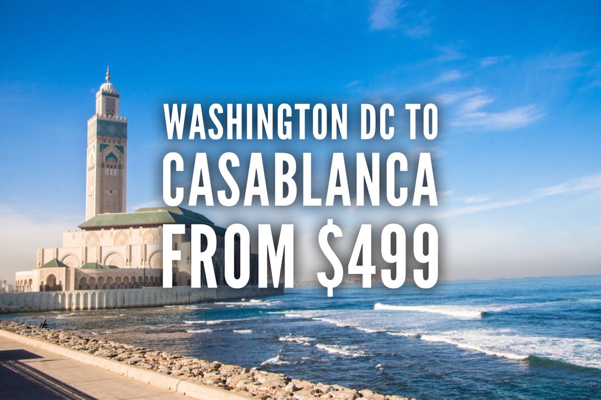 CheapFlightGuy's tweet photo. Daily Deal: #DC to #Casablanca from $499 nonstop round trip
See https://t.co/Vs4SgxnmFe for details
#CheapFlightGuy https://t.co/tS3FeKn9ny