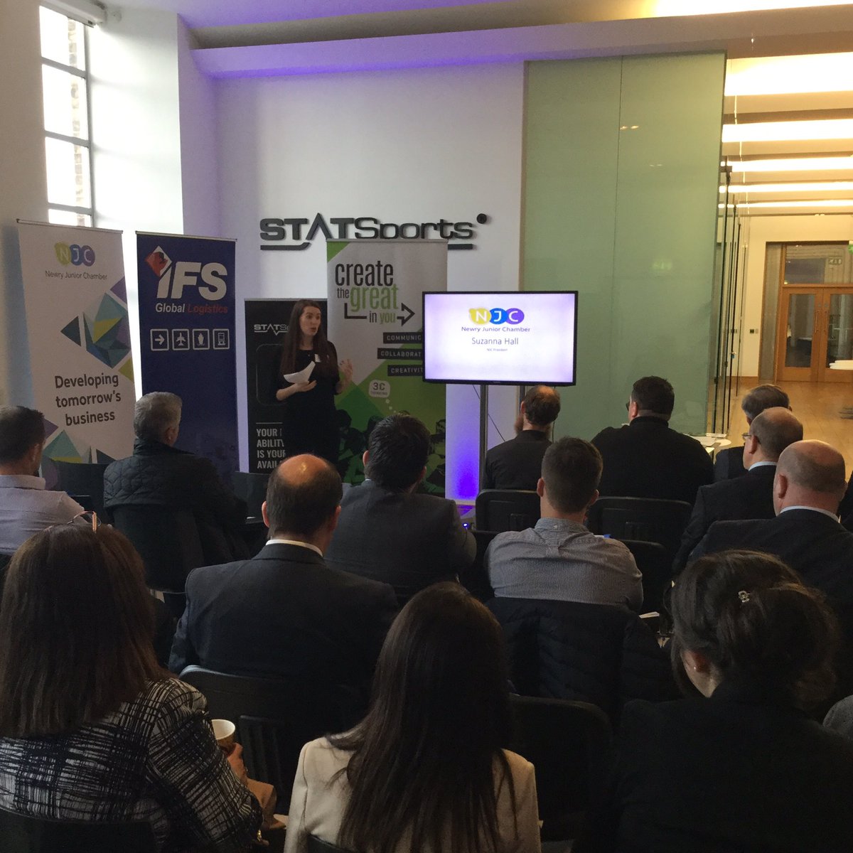 <a href="/NewryJC/">Newry Junior Chamber</a> President Suzanna Hall opening #PerformInYourField event! What a great turnout!