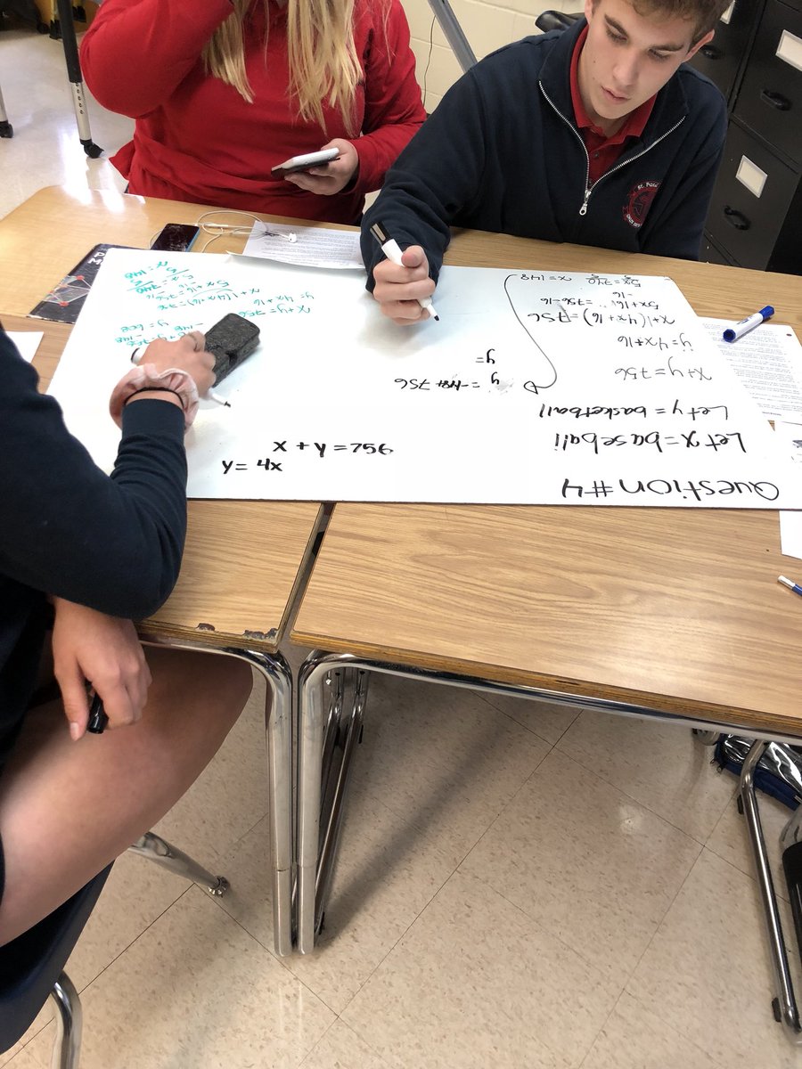 MariaJMorris's tweet image. So many great discussions trying to set up equations to solve linear systems in grade 10 #problemsolving #differentmethods #engagedlearners #mathconversations