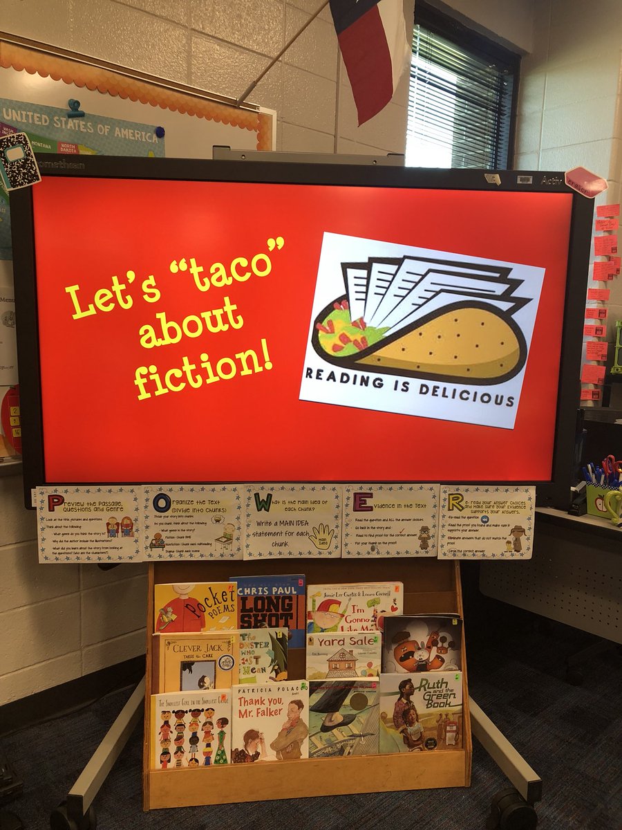 CarolinaBinford's tweet photo. Exploring the wide world of fiction today! #letstacoaboutfiction #puns #35yearsoflearning @cfisdowens https://t.co/HzYCT03ppd