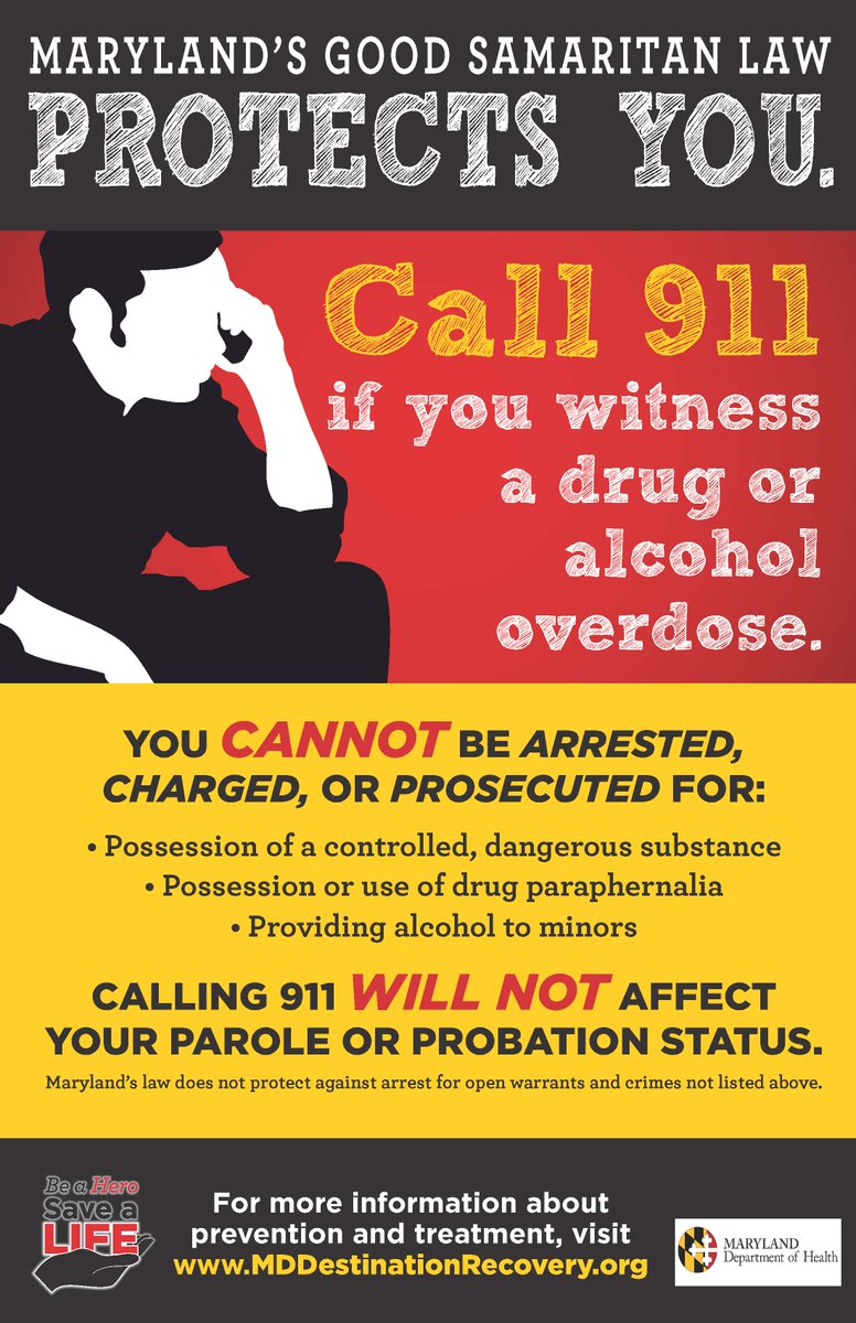 mdhsuicideprev's tweet image. Maryland’s Good Samaritan Law Protects You. Call 911 BeforeitstoolateMD.org #WithHelpComesHope #BeforeItsTooLateMD #RecoveryMonthInMaryland