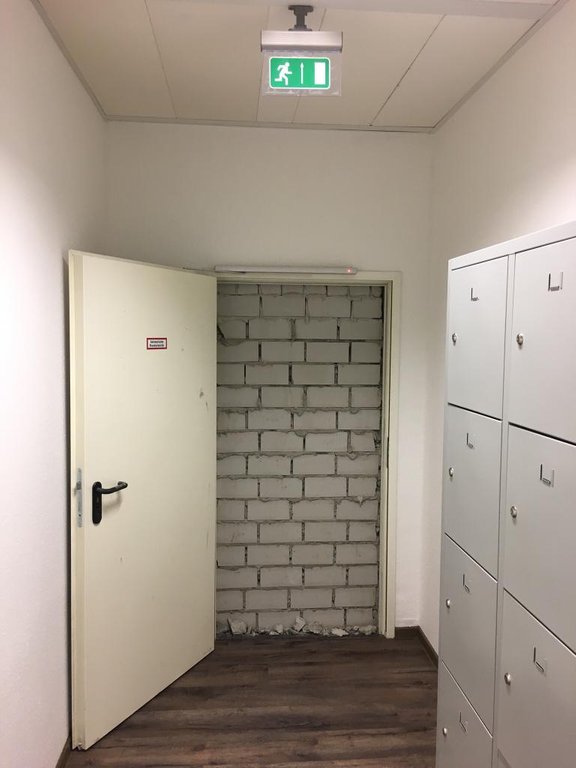 Emergency "exit" in a friend's office building. First time they opened it was DURING A FIRE ALARM