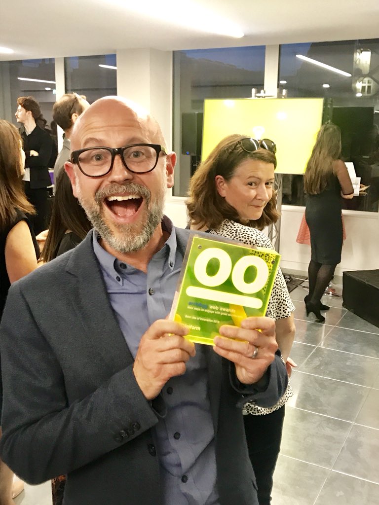 uniform__design's tweet photo. We totally won the award! Best use of innovation. โPlayful way of engaging with the place.... congratulations to their client #Harrowโ. Letโs face it @ArchibooLive you want happy winners like @mccubs #archiboo #AR #placemaking #winners https://t.co/K7lZxe5oql