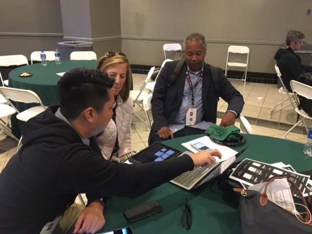 Your_Call_Inc's tweet photo. President Julie Meringer gave some new friends a demo of the Your Call Football technology at #STNEXT.
#SportsTech #Sportsbiz https://t.co/zTjCz84ycp