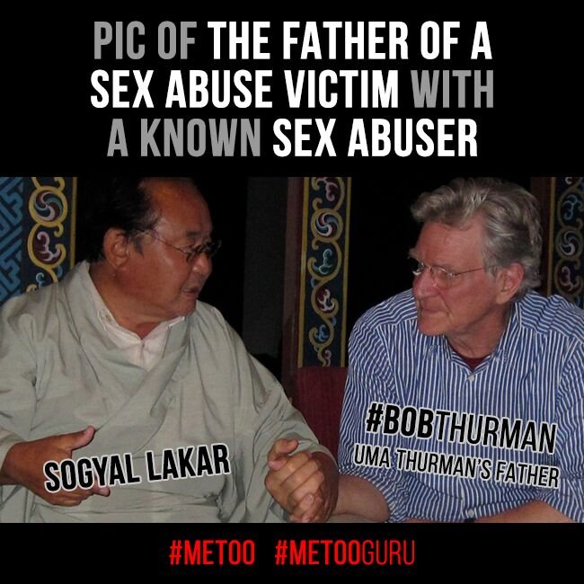 BobsWorld4's tweet photo. #UmaThurman was a victim too. But why is her dad #BobThurman having a nice chitchat with a known sex offender? #Tibet #Tibetans #RobertThurman #BobThurman #BobThurman1 #WhatWouldBobDo #WWBD #FreeTibet #DalaiLama #Menla #DewaSpa #TibetHouseUS #MettaMinute https://t.co/7nEOf45Zvl