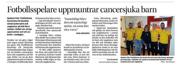 Om du har missat att läsa 7 dagar idag, så har dem skrivit om vårt besök på barnavdelningen på Näl i förra veckan. 

#meränenfotbollsklubb #tihesyryoye #ttelafotboll #2stadsfotboll