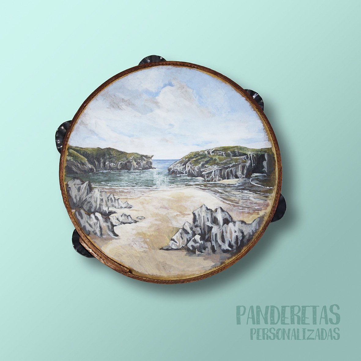 cordeliapickfor's tweet photo. Pandereta personalizada con la Playa de Antilles #llanes #diseñoartesanal #pandereta #pintura https://t.co/0bPVe7dvwW