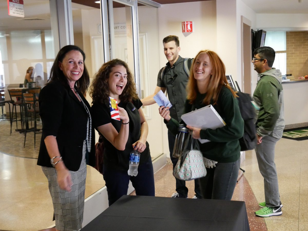 ElmsCollege's tweet photo. On Monday, Elms recognized #ConstitutionDay2018 by handing out free pocket-sized copies of the U.S. Constitution. Elms College Paralegal and Legal Studies Professor Caroline M. Murray, J.D., shared facts and answered student questions about our system of government. https://t.co/MVMTJxK1VC
