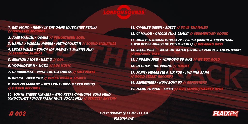 soundslikemo_'s tweet image. Part 2 of #LondonSounds is up on the @flaixfm website 🔥

🔗 bit.ly/2NnP7d5 🏃‍♀️

⬇️ Check the tracklist ⬇️