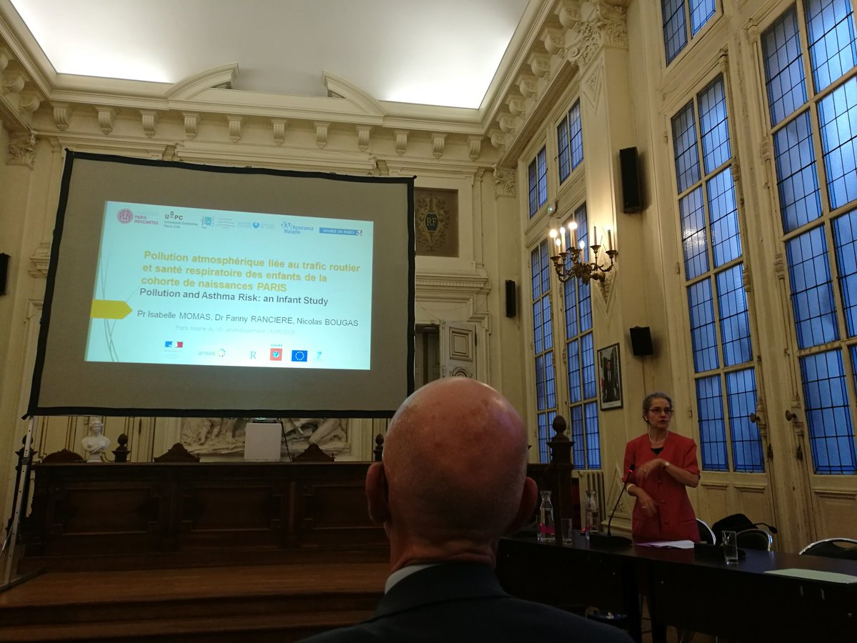 Participation d'Isabelle Momas à la conférence ce soir en <a href="/Mairie10Paris/">Mairie du 10e</a>, pour parler de l'impact de l'exposition à la pollution automobile sur la santé respiratoire des enfants #journéeair #cohorteparis