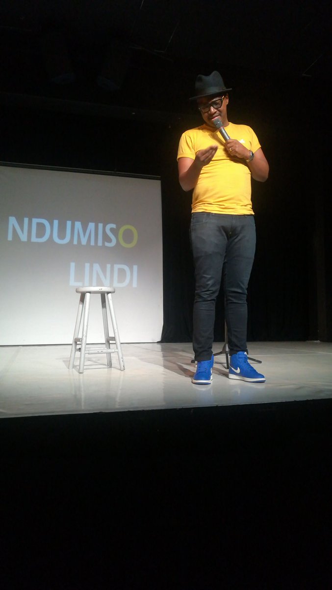 UJArts_Culture's tweet photo. Our final act for the night is a Chris Brown fan, the one &amp; only @NdumisoLindi Mr "F u back to sleep". What a way to end the night. 
#OutTheBoxComedy
@POPArtJHB @Goliath_Goliath https://t.co/U2kf7ZDaau