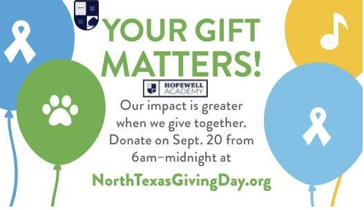 Any contribution has the potential to make a positive impact on the homeless youth we will house and educate! We aim to raise $150,000 by the end of this coming summer so any donation will be greatly appreciated! #NTxGivingDay 

Donate here!
northtexasgivingday.org/hopewellacademy