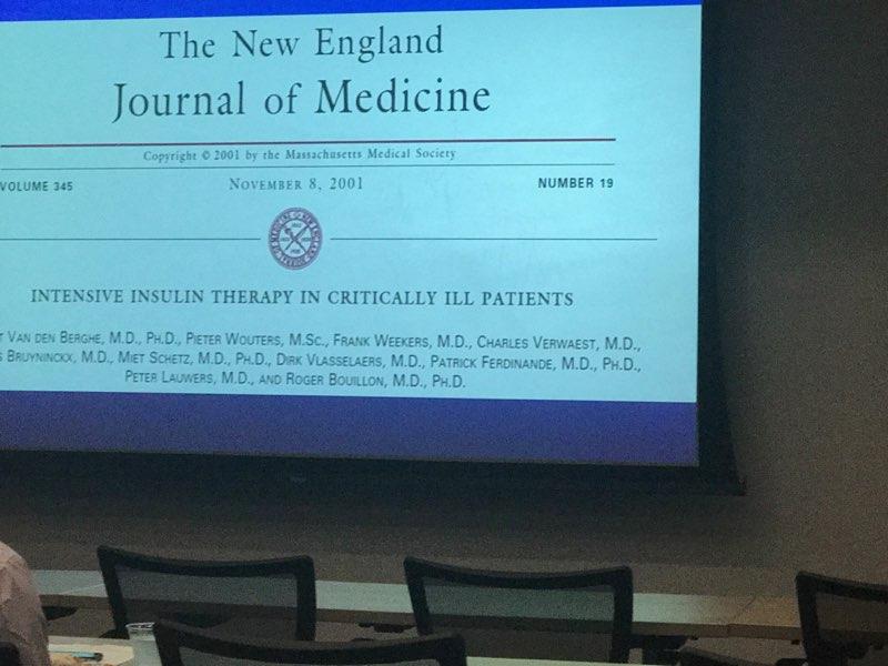 IMCreighton's tweet photo. #grandrounds by Drs. Houghton and Zena today, reviewing 15 YEARS worth of published articles on inpatient DM management.
Take home msg: tighter control has no benefit over reasonable control.
Also, what a great collab b/w our internists and endocrinologists. #imconf https://t.co/GDgeWMoI1N