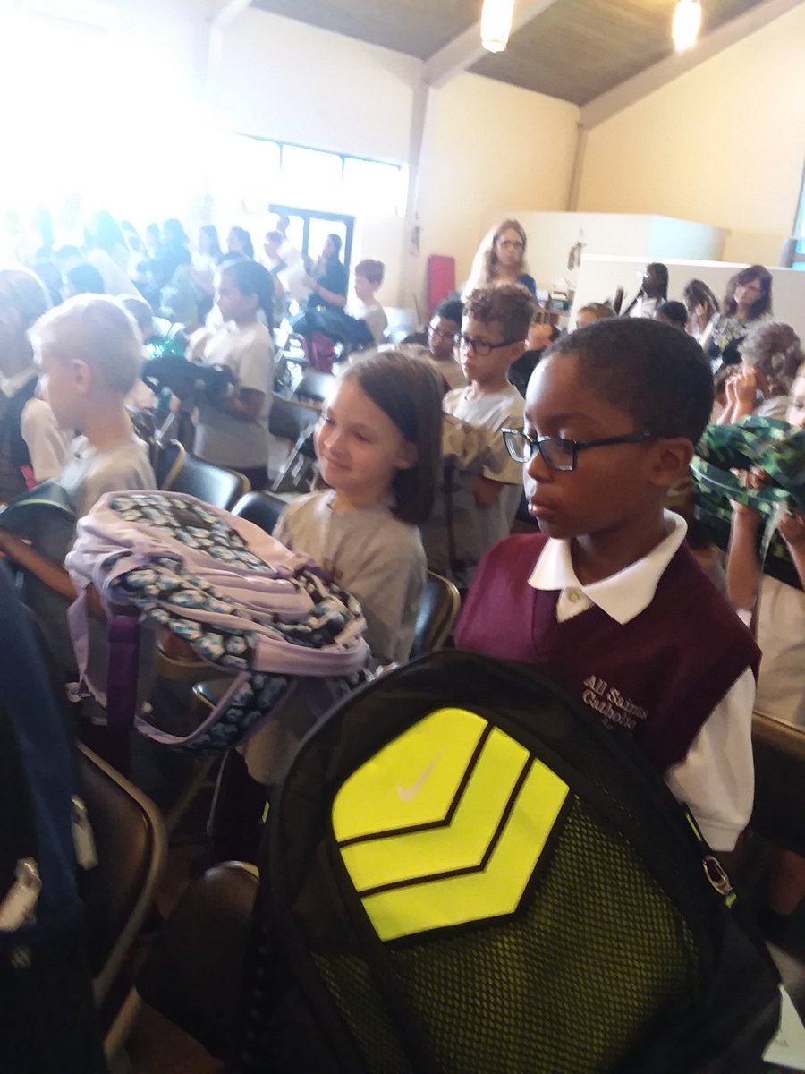 ASCAsecondgrade's tweet photo. Today we gathered as a school community for a teaching Mass with Father Sean....our favorite part was the Blessing of the Backpacks! @ASCA_Albany https://t.co/izqwLv5n9c