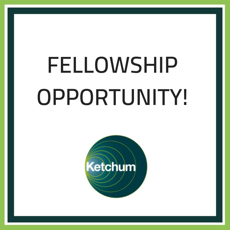 MUStratComm's tweet photo. FELLOWSHIP OPPORTUNITY! PR agency @KetchumPR has released the application dates for its 2019 Summer Fellows Program.

Click here for more info: https://t.co/9pL3GXFhD5 https://t.co/B1xNVgAO6D