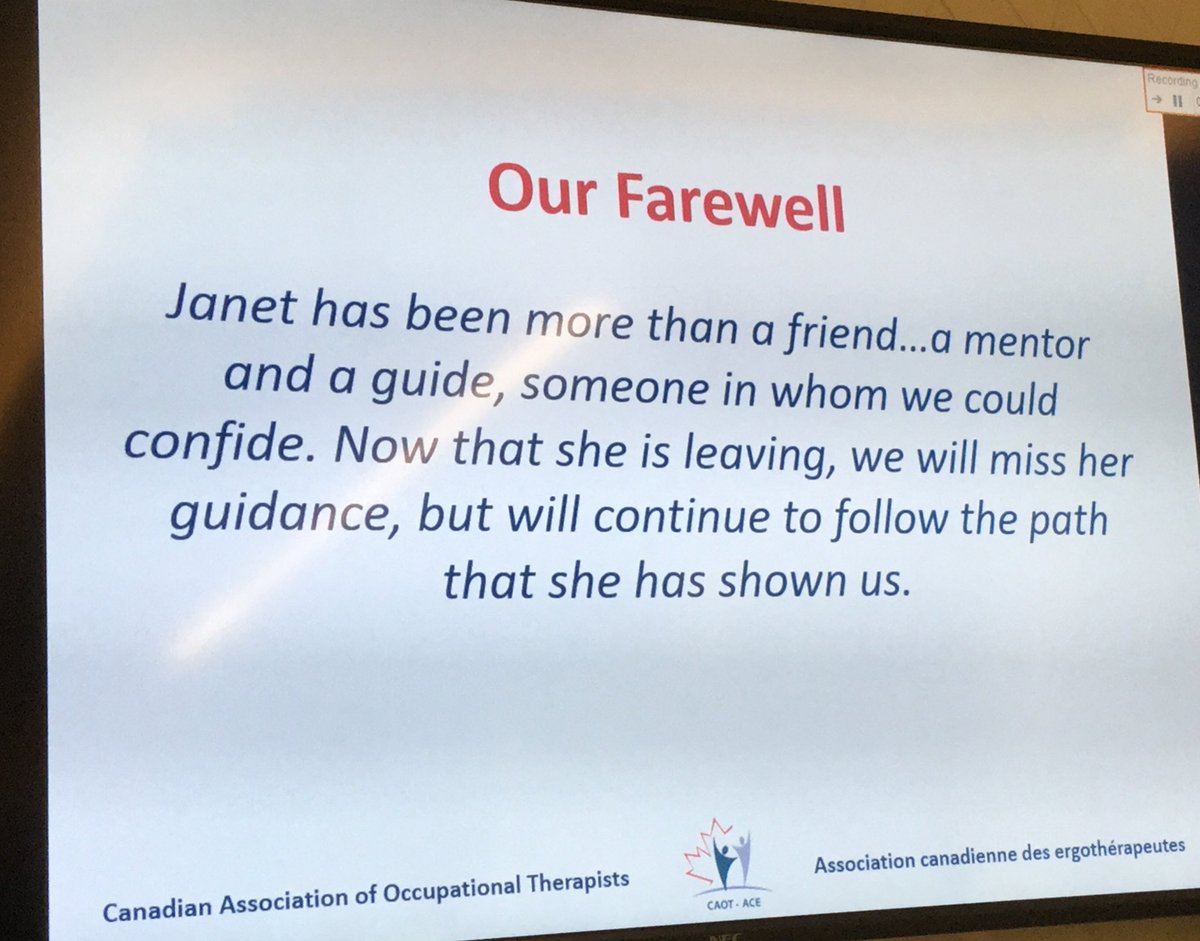 cath_back's tweet photo. Celebrating @JanetCraik who is moving on to new adventures after distinguished service to @CAOT_ACE https://t.co/ftqmWWxJVI