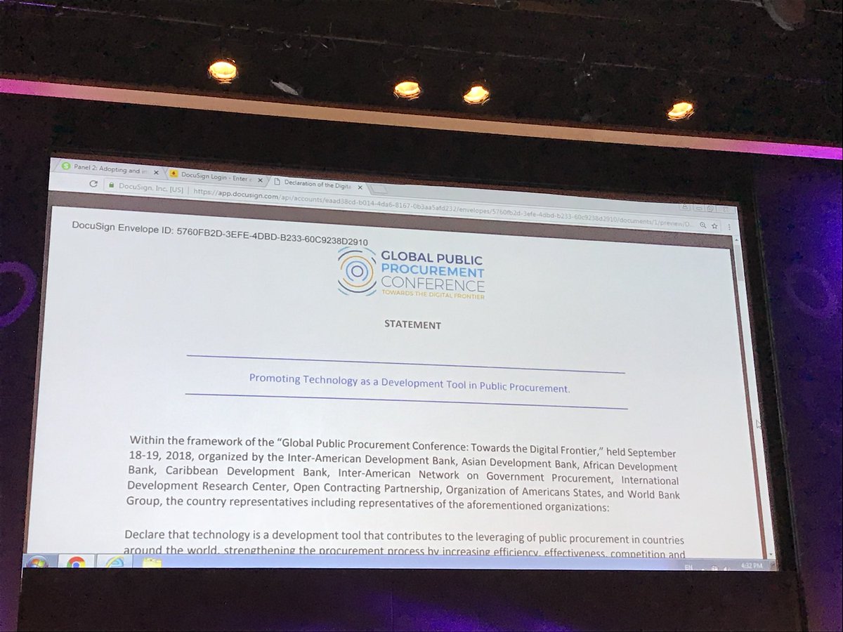 silvanavallejo's tweet photo. La revolución tecnológica como base de la transparencia y camino hacia la digitalización de los procesos de contratación pública es el pronunciamiento de la Conferencia Global @SERCOPec #GPPC2018 https://t.co/BzSWqZ10rv