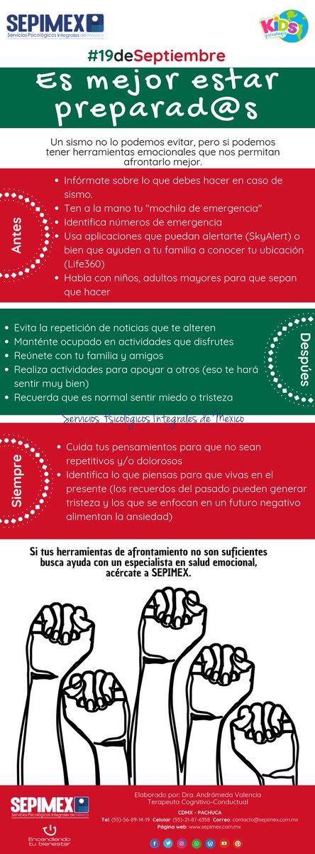 SEPIMEX's tweet photo. ¿Cómo nos preparamos para estar mejor a un año de lamentable suceso del 19 septiembre 2017 ?
#SEPIMEX
#enciendetubienestar https://t.co/taJUW8DECk