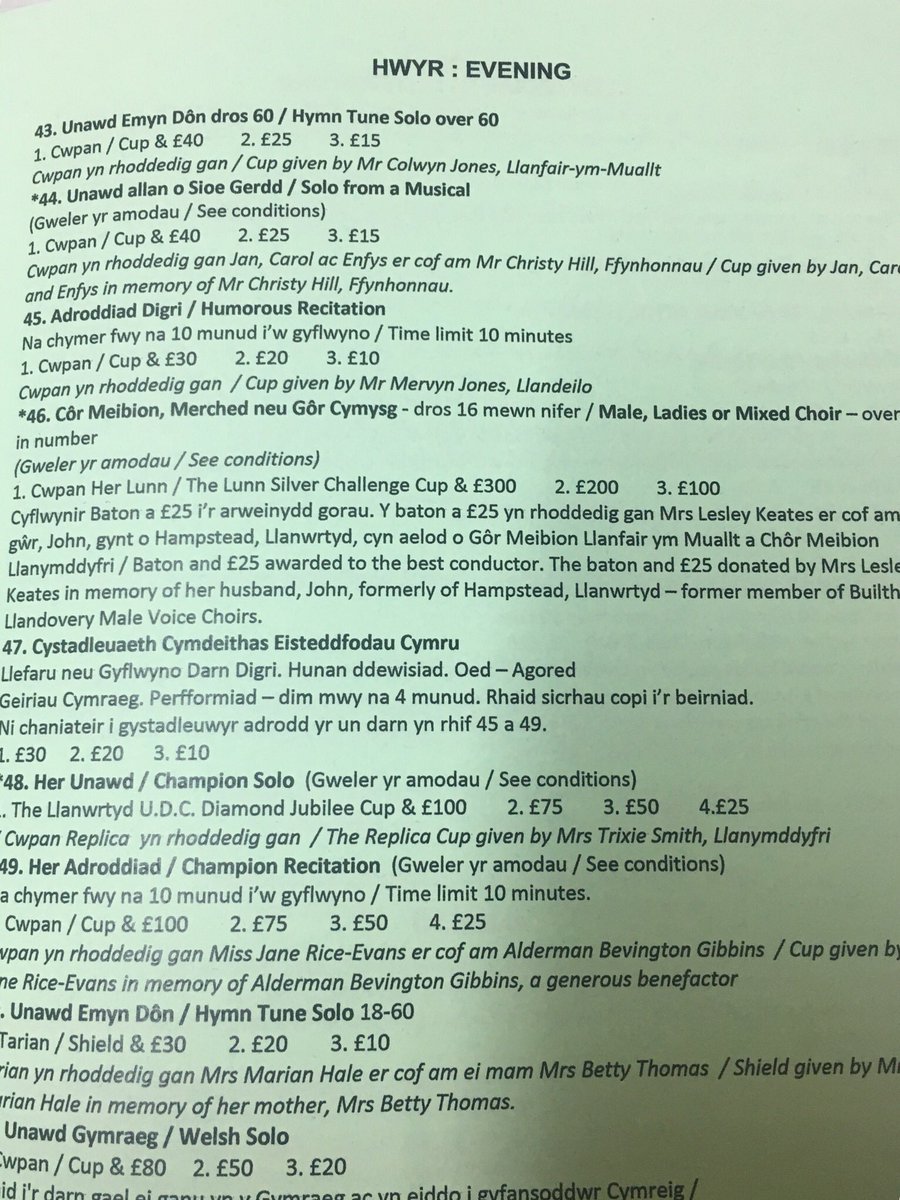 Eisteddfod Gadeiriol Llanwrtyd
 
  🎶 Sadwrn , 22ain Medi 🎶

   Cerdd: @RobatArwyn 
   Llefaru: <a href="/DyfrigD/">Dyfrig Davies</a> 

Ar yr A483 rhwng Llanfair a Llanymddyfri 🚗 

Be amdani? Dewch draw! 

<a href="/CorCrymych/">Côr Crymych a'rCylch</a> <a href="/CorCwmann/">Côr Cwmann</a> @cordyffryntywi <a href="/CorCardiGan/">Côr Cardi-Gân</a> <a href="/CorSeingar/">Côr Seingar</a> <a href="/yrawrgymraeg/">#yagym🏴󠁧󠁢󠁷󠁬󠁳󠁿Yr Awr Gymraeg</a> <a href="/Gregvearey/">Gregory Vearey-Roberts</a> <a href="/JaneAltham/">Jane Altham-Watkins</a>