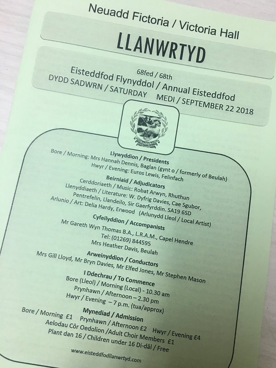 Llanwrtydeisted's tweet photo. Eisteddfod Gadeiriol Llanwrtyd
 
  🎶 Sadwrn , 22ain Medi 🎶

   Cerdd: @RobatArwyn 
   Llefaru: @DyfrigD 

Ar yr A483 rhwng Llanfair a Llanymddyfri 🚗 

Be amdani? Dewch draw! 

@CorCrymych @CorCwmann @cordyffryntywi @CorCardiGan @CorSeingar @yrawrgymraeg @Gregvearey @JaneAltham https://t.co/8ezJaGFSZS