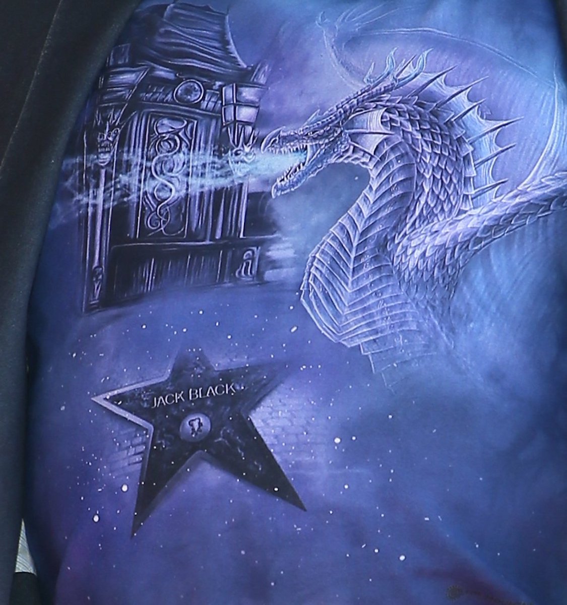 funnyordie's tweet image. Jack Black wore a t-shirt with a drawing of his Hollywood star to receive a Hollywood star because, of course he did...he’s Jack Black.