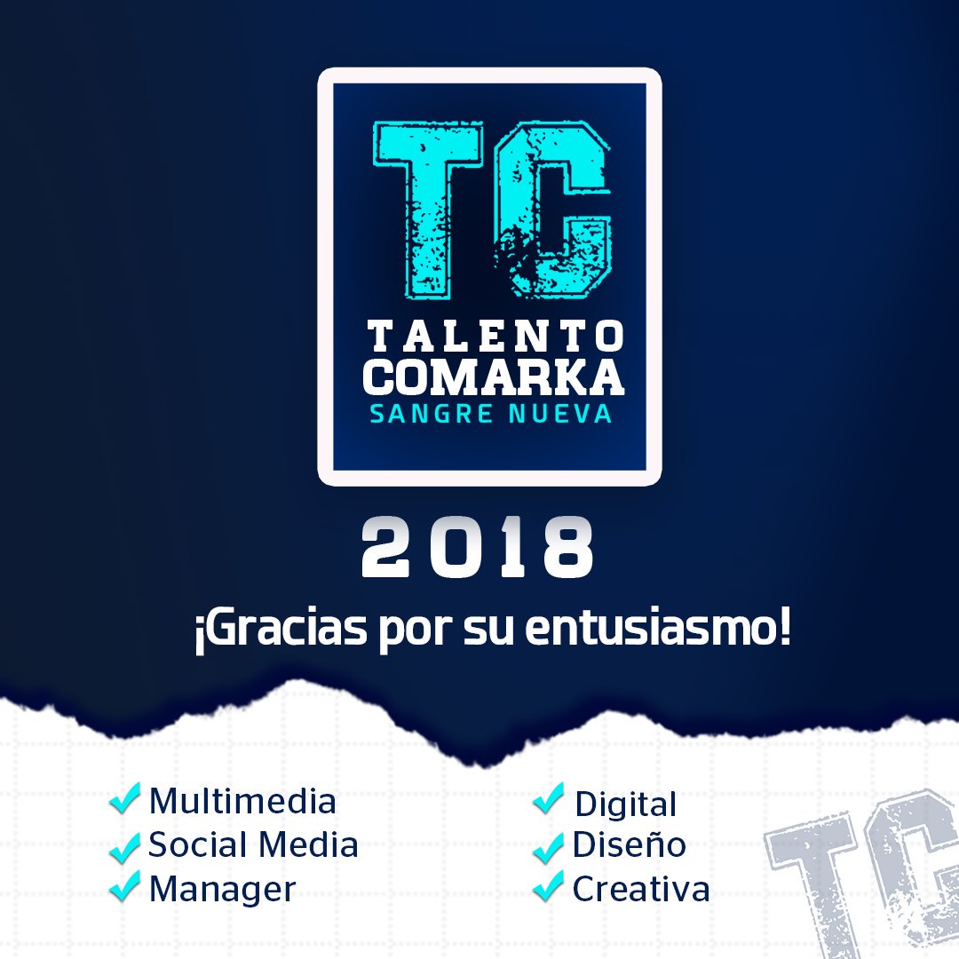 SomosComarka's tweet photo. Tenemos una gran decisión que tomar para elegir a los próximos #TalentoComarka 2018. 😎👍🏼Gracias a todos por su pasión y talento, nos pondremos en contacto con los seleccionados, sabemos que en cada área surgirán nuevos talentos. 😱 ¡Éxito a todos! 👍🏼 https://t.co/GcoHkhS4gU