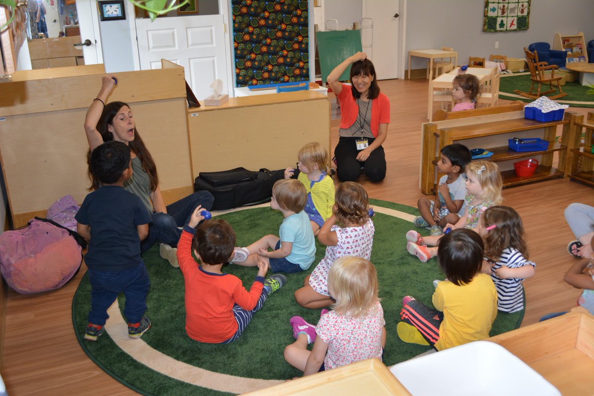 Toddler 2 (Caterpillar Room) enjoy their first music class with Miss Linda.  #hmsde #toddlermusic
