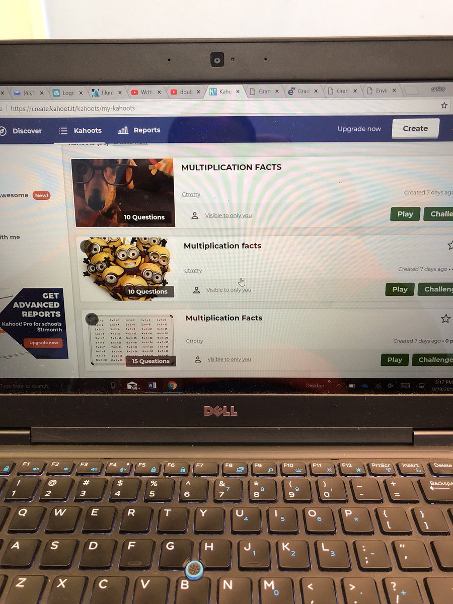 Quick 10 question Kahoot everyday to increase multiplication fact fluency.