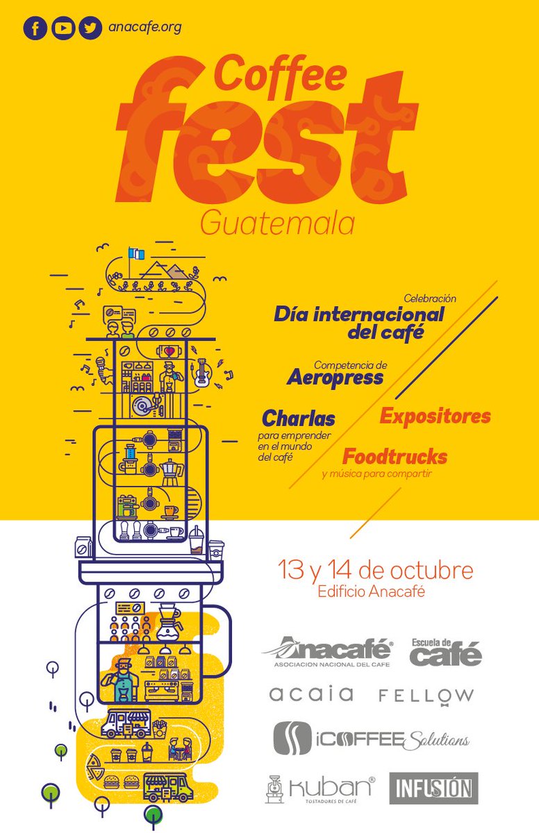 CafedeGuatemala's tweet image. ¡Celebremos al café de Guatemala en el Coffee Fest! Este evento reunirá a todos los protagonistas de la cadena del café.

🗓️ 13 y 14 de octubre de 2018
🕒 De 10:00 a 18:00 horas
➡️ Entrada gratuita
📍 Edificio de Anacafé

✔️Más información: bit.ly/CoffeeFest2018