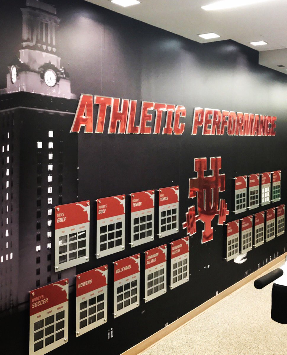 TexasAP's tweet photo. We’ve upgraded our wall decor with the addition of our new leaderboard. We’re excited to see whose names will fill it! 
#utexasstrength #athleticperformance #PRparty https://t.co/A7VfemM0vU