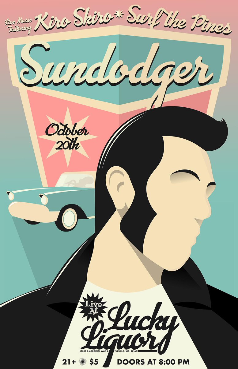 SundodgerBand's tweet photo. Rad show alert! We'll see you at Oct. 20 at Lucky Liquor in Seattle/Tukwila with friends @kiroskiromusic and Surf the Pines. #seattlemusicscene #supportlocalmusic #biggerwaves #nwmusicscene https://t.co/rosbkh3Rqd