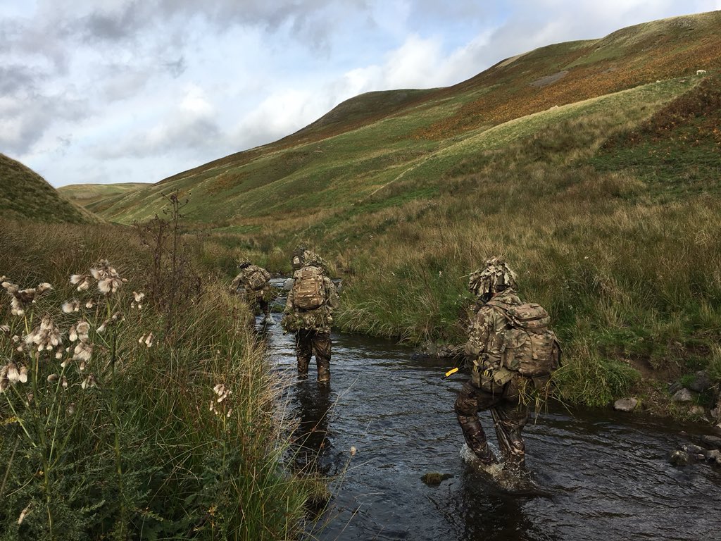 8RIFLES's tweet photo. A great day conducting platoon attacks at @mod_dio Otterburn over some challenging terrain today. Where there’s water, there’s cover! https://t.co/SBLnWdn10f