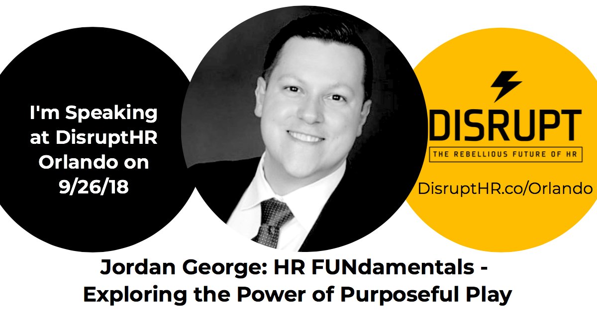 Come check out Jordan George, sHRBP, LDCP speak on: 'HR FUNdamentals - Exploring the Power of Purposeful Play' on 9/26/2018 at Electronic Arts (EA) in Orlando, FL. 

This Event is Sold Out!  
Visit Us: ->lnkd.in/eiTtXhi
#disruptHROrl