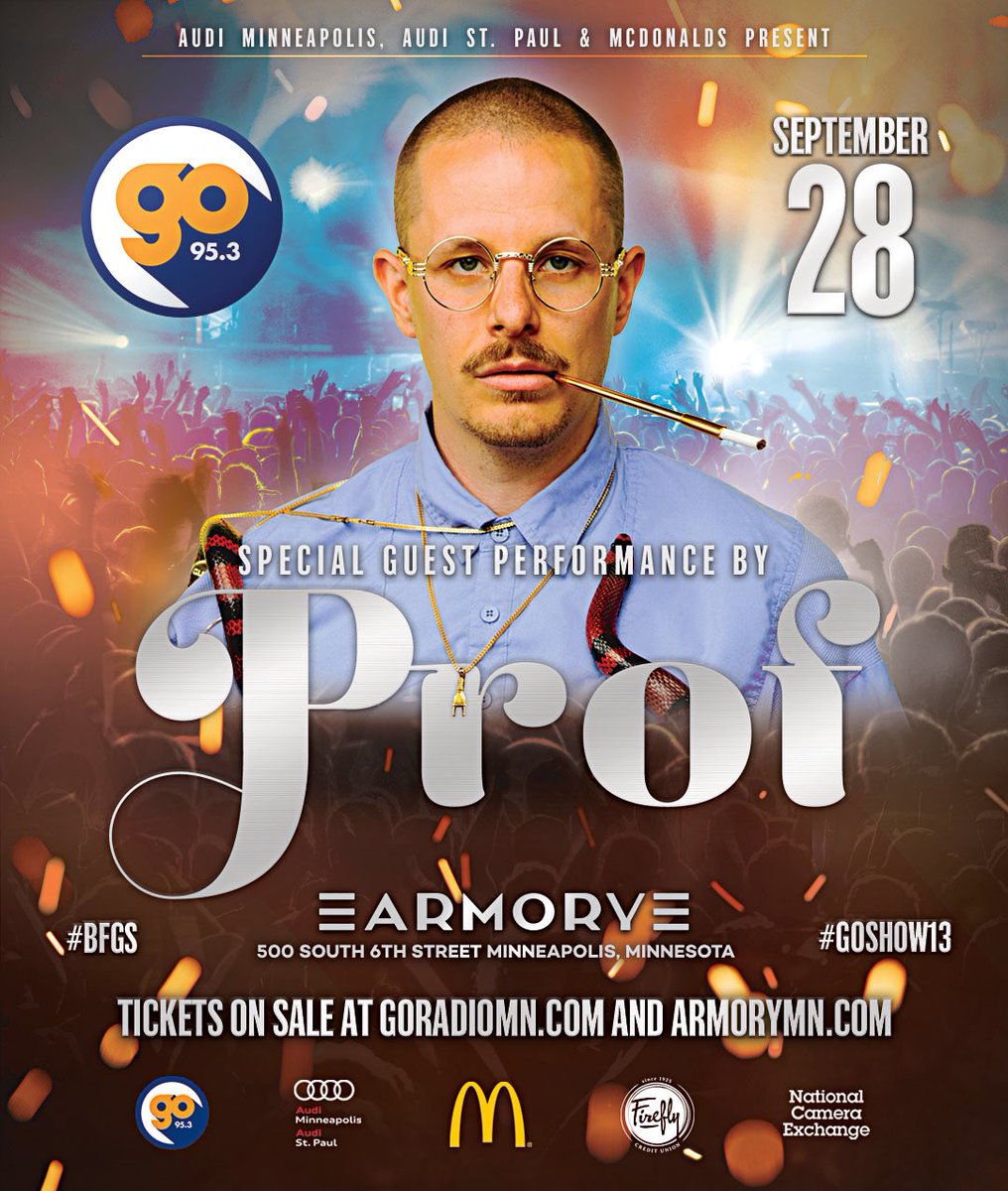 Go953mn's tweet photo. Our dude @Profgampo will be hitting the #GoShow13 stage with @wizkhalifa &amp; @DaniLeigh for a very special guest performance! 

TICKETS: https://t.co/VGCgZ7yYk7 https://t.co/GbKFPzE8KJ