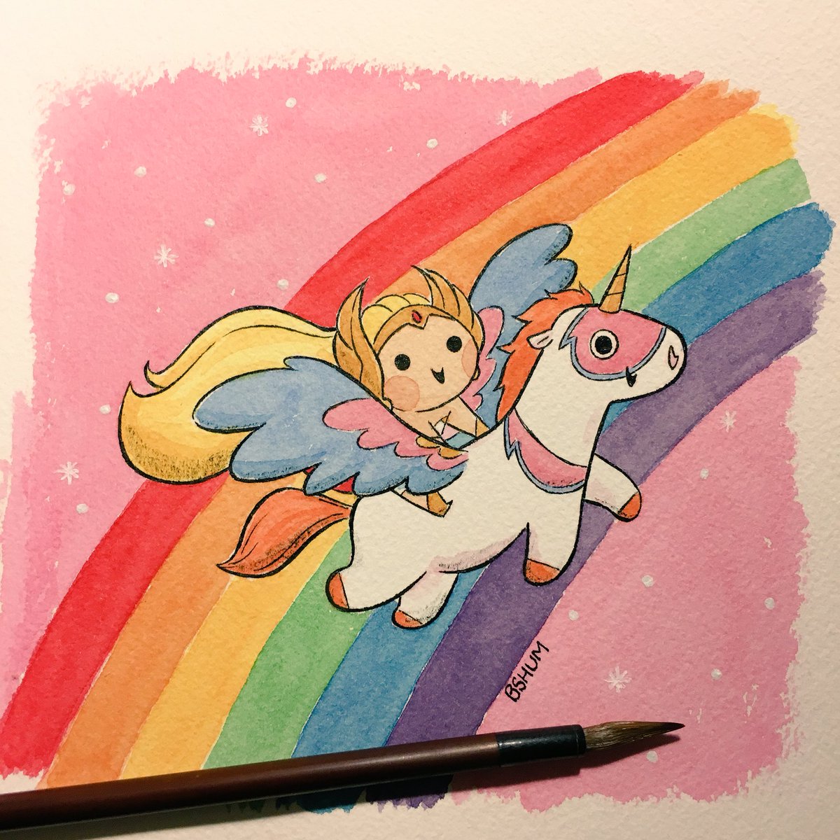 bshum79's tweet photo. My piece for @SquaredCo &amp; @LeannaLin DAMES Art Show! She-Ra and Swift Wind 😍 Thanks for having me at your wonderful gallery and show! ❤️ #sheRa https://t.co/0WNiae1thD