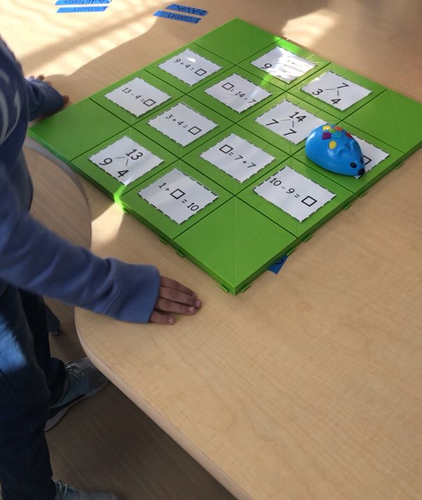 tashtag23's tweet image. Second graders practicing coding and fact families with our new “Code and go” mouse! #gompcsd #merit17 #codeandgo
