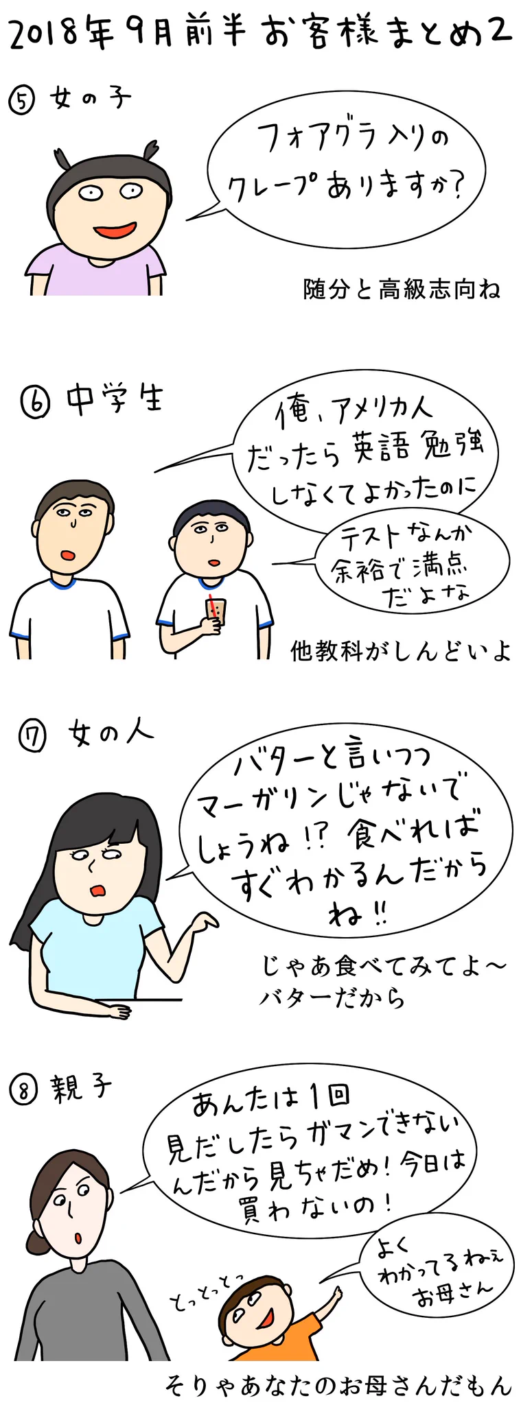 突っ込みどころ満載ｗｗクレープ屋に来たお客たちと、クールなコメント集ｗｗ
