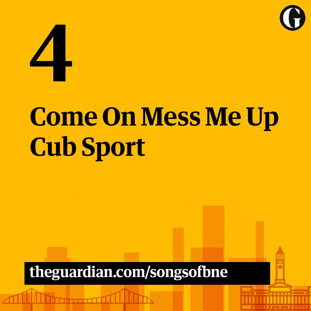 GuardianAus's tweet photo. Coming in 4th in the #songsofBNE poll … drum roll please … @cubsportmusic's Come On Mess Me Up! https://t.co/Gt9paKAnsF https://t.co/hEcyuZc2JF