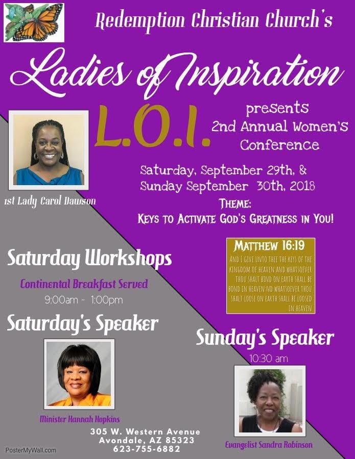 WOLCCExpanding's tweet photo. Elect Lady will be speaking at Redemption Christian Church on Sunday, September 30th at 10:30am!! https://t.co/kNHXfCOAwy