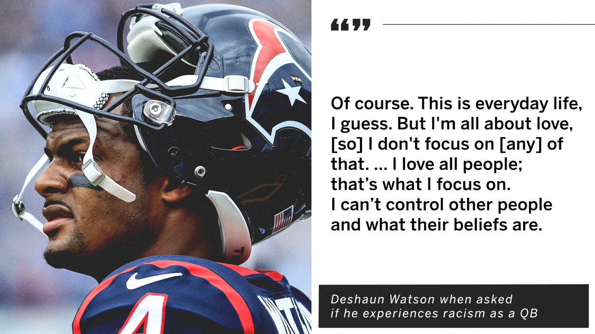 espn's tweet photo. An East Texas superintendent wrote Sunday on Facebook that "you can't count on a black quarterback."

Deshaun Watson was asked if he experiences racism as a QB. https://t.co/SJeeWJnBUQ https://t.co/0MCWN2vtdR
