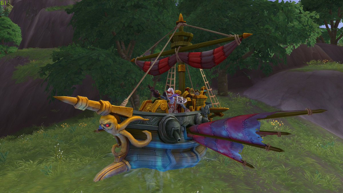 GamingArchov's tweet photo. 10 years after I made him, Capnjake finally has his own magical flying pirate ship and a transmog to match (not pictured, hook fist weapon transmog) #ForTheHorde #worldofwarcraft #Dreadwake #buffshaman https://t.co/hHJKkJC3V5