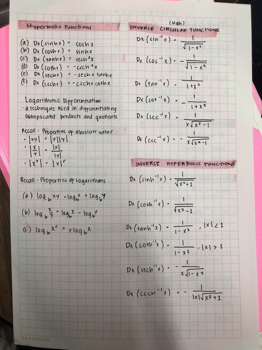 caratdeulset13's tweet photo. DIFFERENTIATION THEOREMS AND OTHER SHITS.
(these are from my โin classโ notes... kindly correct me if you find a mistake.)
retweet to save a life. Swear.
#math21 https://t.co/7WlWXw4jMk