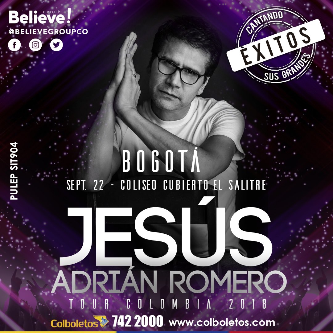 Desafio_Radio's tweet photo. Mañana en #EspecialesDesafio a las 10 AM. participa por 1 de las 4 Entradas para asistir este próximo 22 de Septiembre al concierto de #JesusAdrianRomero en Bogotá.
https://t.co/N8K6uVYTaq https://t.co/AqYfwuyWfS