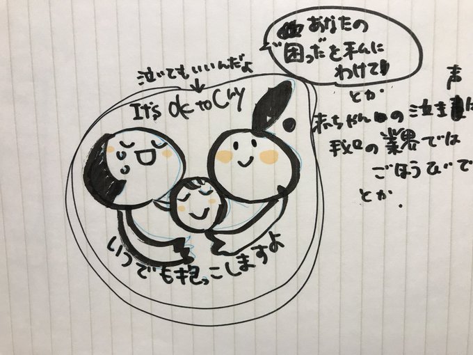 やっぱり、ある程度老後に近づいたらそういう悩めるママたちをサポートしたりする仕事に就きたいな…
本当にママカフェやりてぇ…赤ちゃんが泣いてご飯食べるの大変そうなママが居たら気づいたスタッフが声かけて代わりに少し抱っこしたり…
以前のこれを看板にして〜っとか妄想しまくってる妄想族 