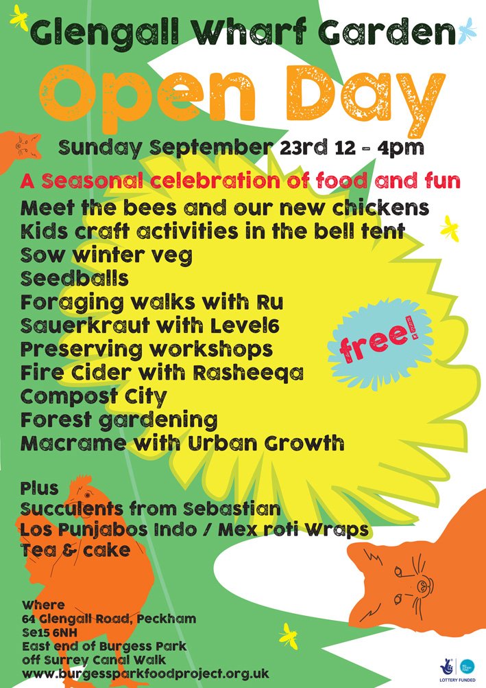 Whatever the weather we'll be celebrating food and growing this sunday 12-4.  With loads of free fun activities for all, come and preserve, ferment, grow, play and eat! #peckham #communitygarden #urbanfoodfortnight #oldkentroad @BurgessPk @levelsixpeckham @mhp @wcgn @CgnWalworth