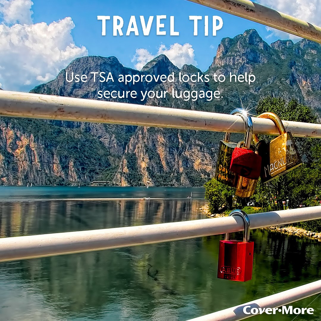 #TravelTip: Consider using TSA approved locks for securing your #luggage. This can reduce the risk of them being cut off if your suitcase is searched during #airport security screening.